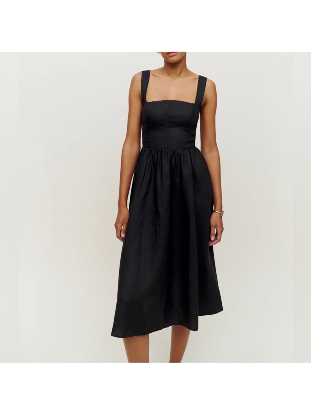 Reformation Tagliatelle Linen black dress size 0 - Picture 2 of 5